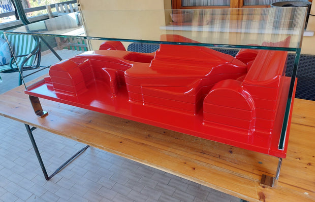 Large Ferrari F1 model coffee table with glass display