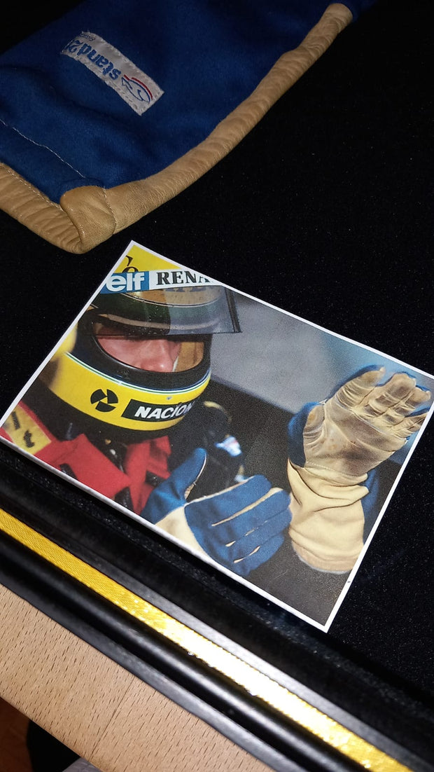 1985 Ayrton Senna Stand 21 race used gloves signed