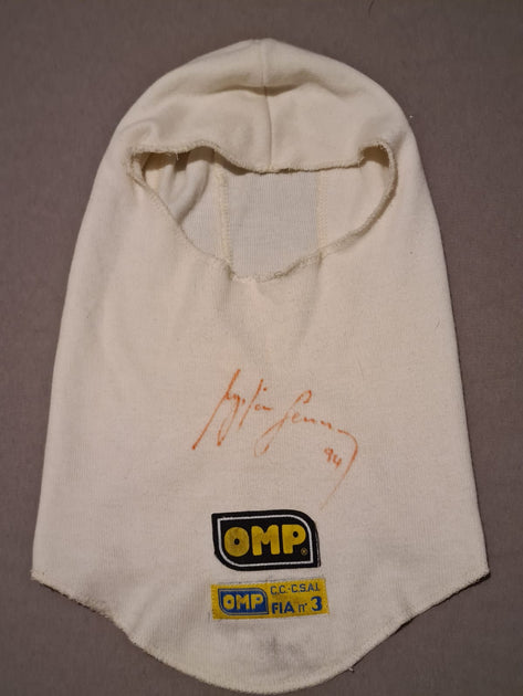 1994 Ayrton Senna OMP used balaclava signed – Formula 1 Memorabilia
