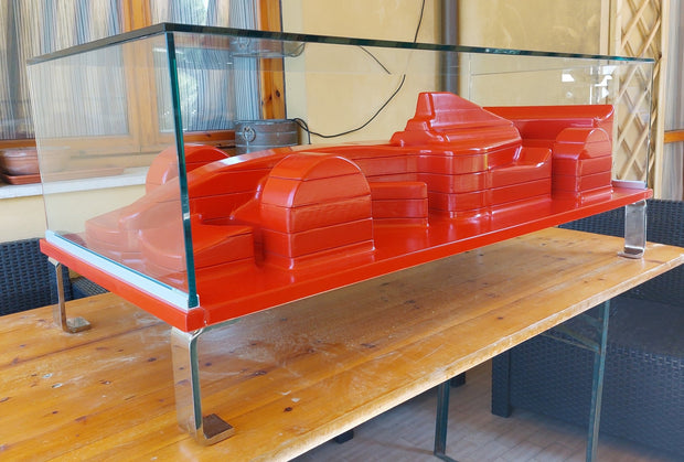 Large Ferrari F1 model coffee table with glass display