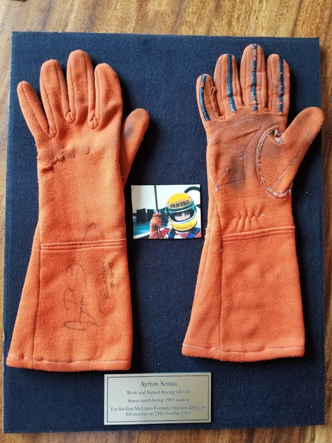 1983 Ayrton Senna da Silva race used gloves signed – Formula 1 Memorabilia