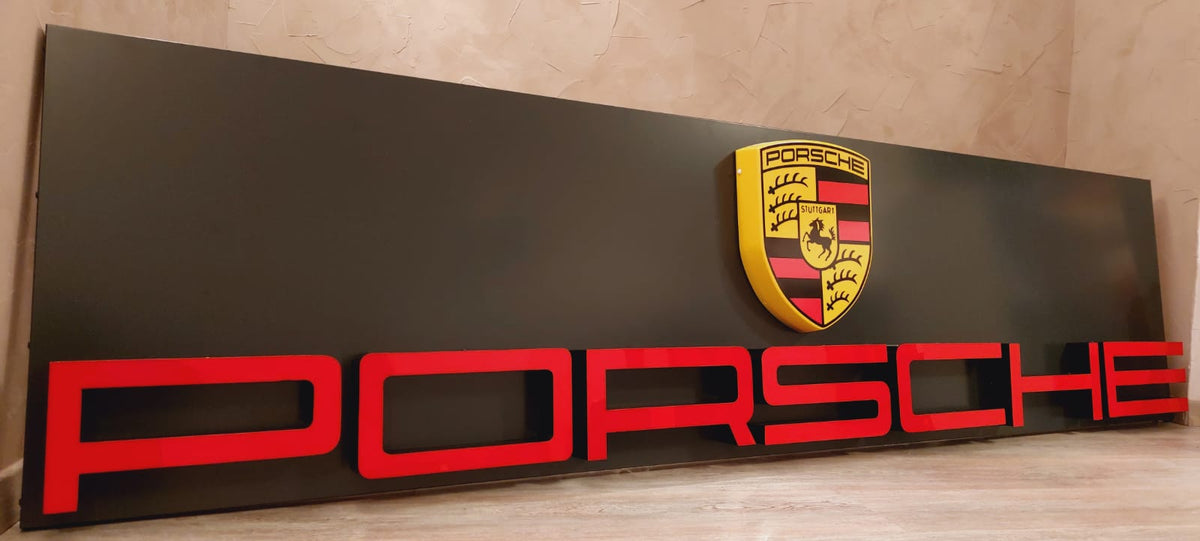 Porsche dealership Very Large illuminated sign Formula 1 Memorabilia