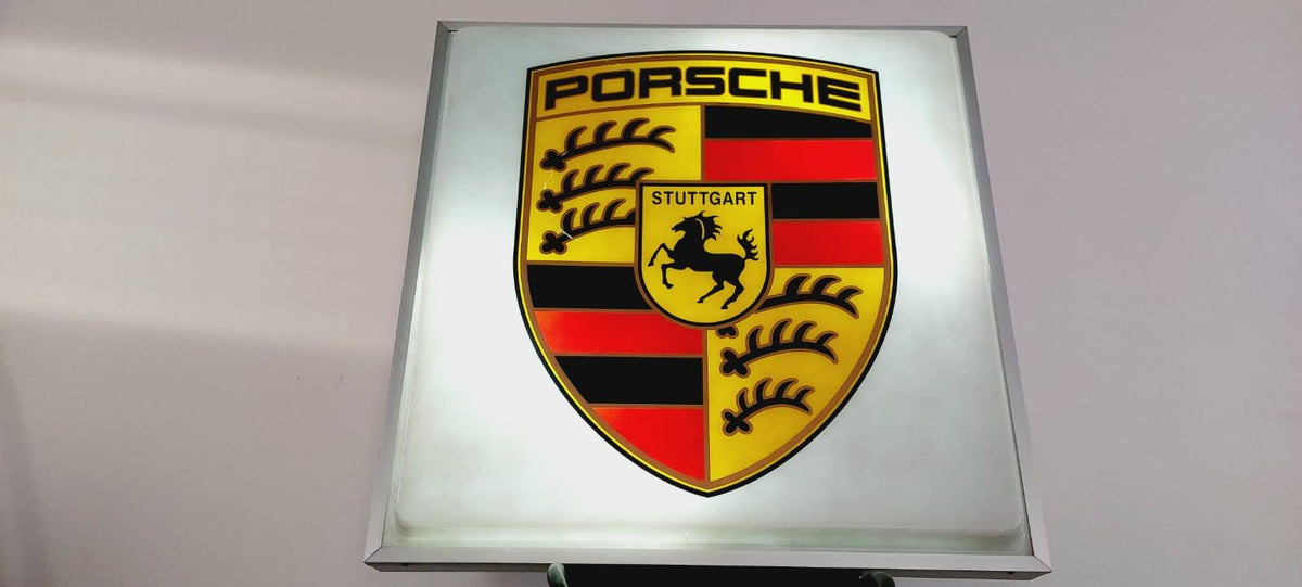 1980s Porsche official dealership illuminated sign