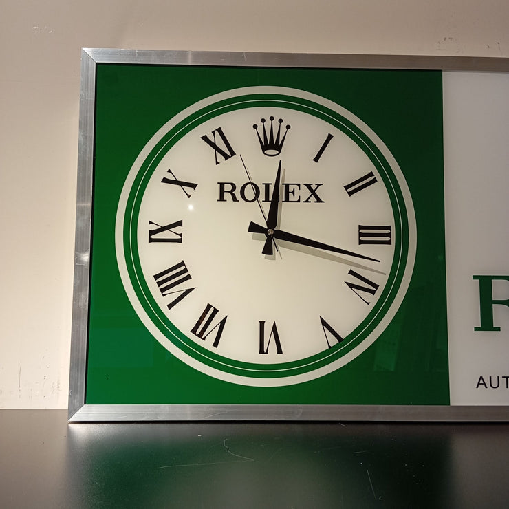 2000s Rolex Zurich official dealer illuminated clock sign