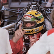 1988 Ayrton Senna race used clear Bell visor signed