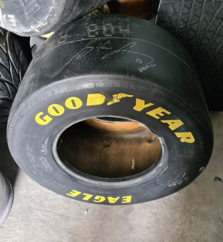 1994 Ayrton Senna Williams FW16 rear GoodYear tire signed