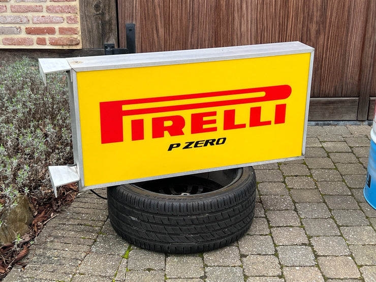 1990s Pirelli official dealer vintage illuminated double side sign