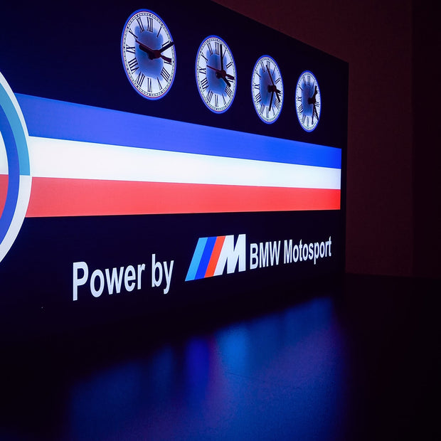 BMW large illuminated sign and clocks