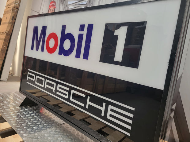 1992 Porsche Mobil 1 Racing official dealership illuminated double side sign