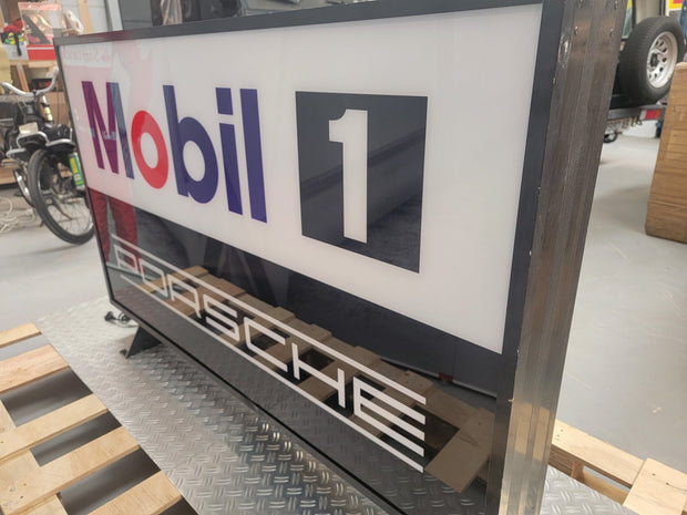 1992 Porsche Mobil 1 Racing official dealership illuminated double side sign