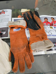 1984 Ayrton Senna Stand 21 used gloves signed