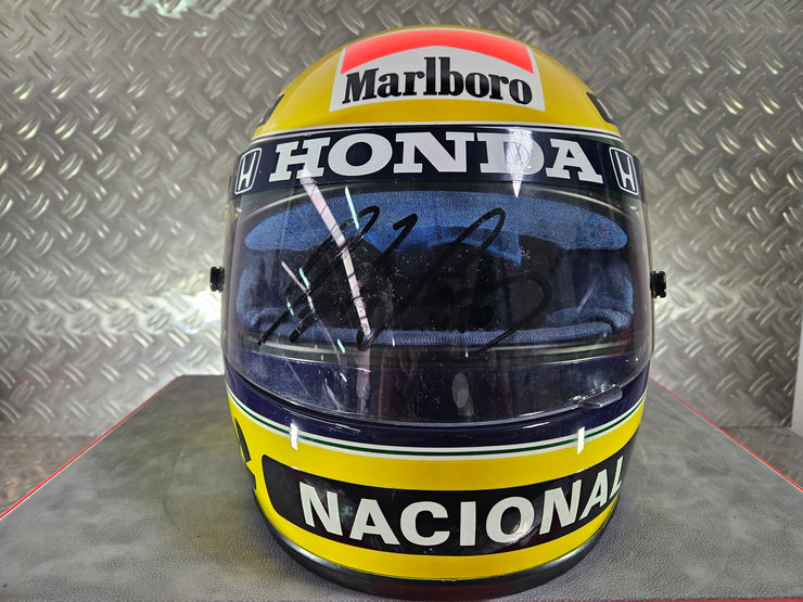 1990 Shoei helmet with Senna's signed visor