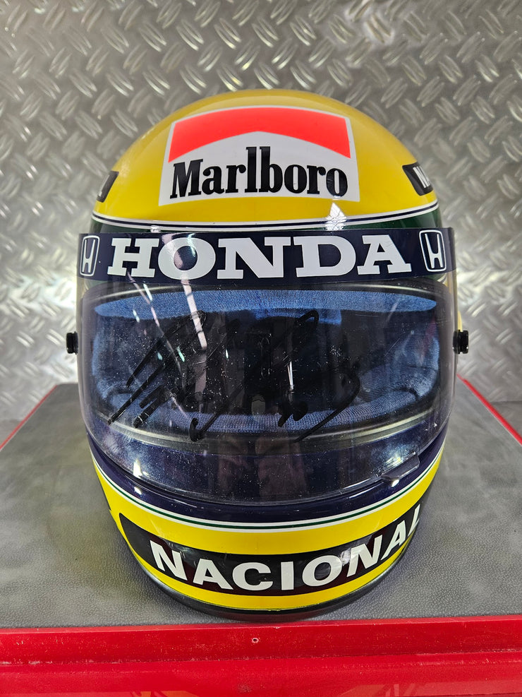 1990 Shoei helmet with Senna's signed visor