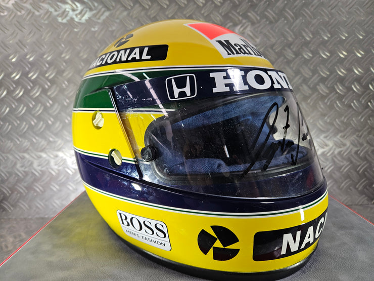 1990 Shoei helmet with Senna's signed visor