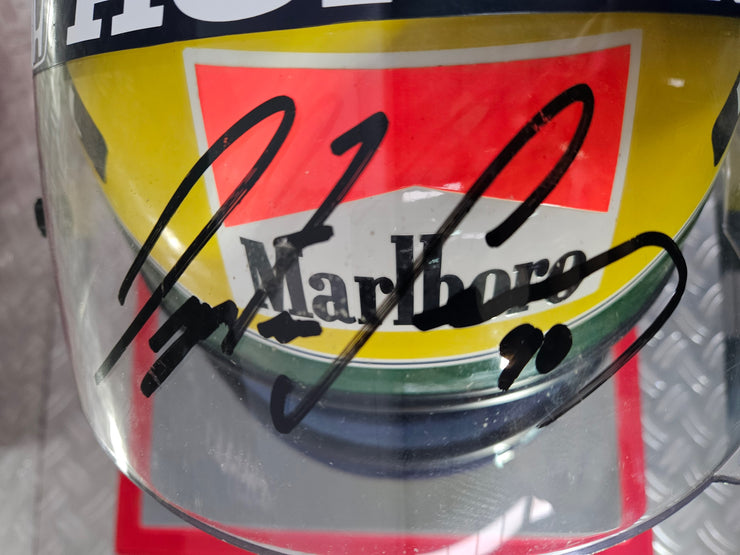 1990 Shoei helmet with Senna's signed visor