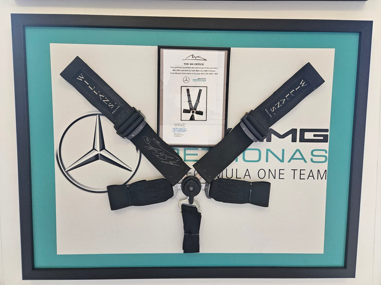 2010 Michael Schumacher Monaco GP Willians seat belts signed