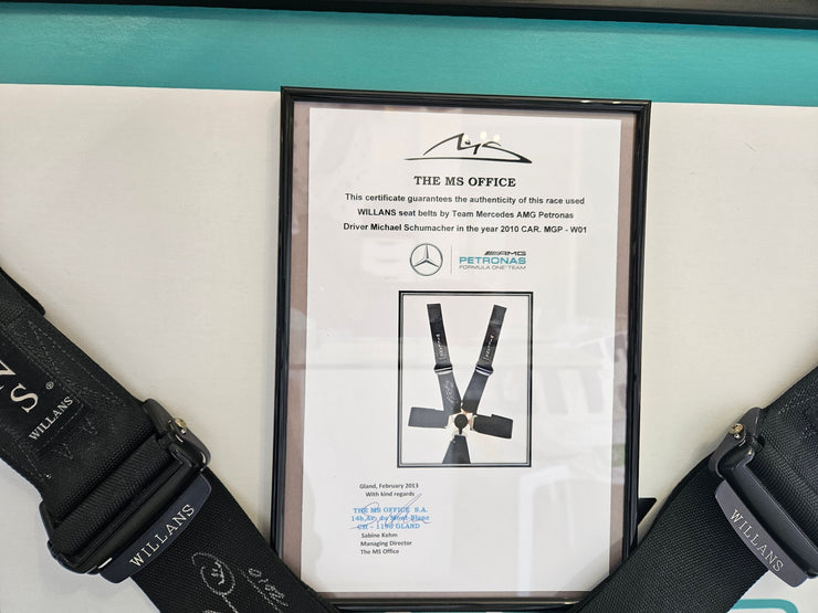 2010 Michael Schumacher Monaco GP Willians seat belts signed