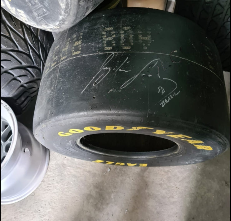 1994 Ayrton Senna Williams FW16 rear GoodYear tire signed