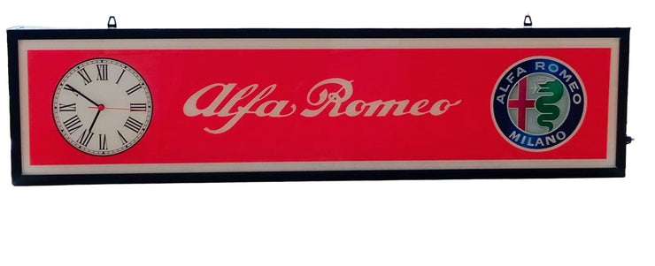 2000s Alfa Romeo dealer illuminated sign and clock