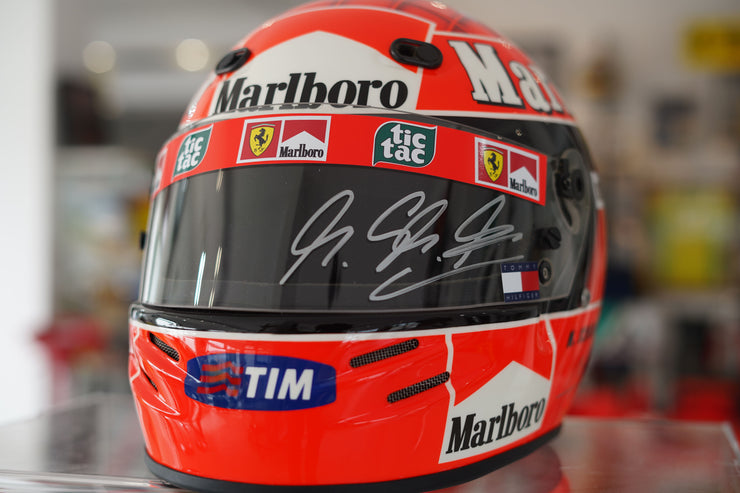 Michael Schumacher Signed 2000 Helmet USGP Ferrari Bell Clear1:1 Scale AS-00762 | UK Michael Schumacher Signed 2000 Helmet USGP Ferrari Bell Clear1:1 Scale AS-00762 | UK
