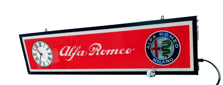 2000s Alfa Romeo dealer illuminated sign and clock