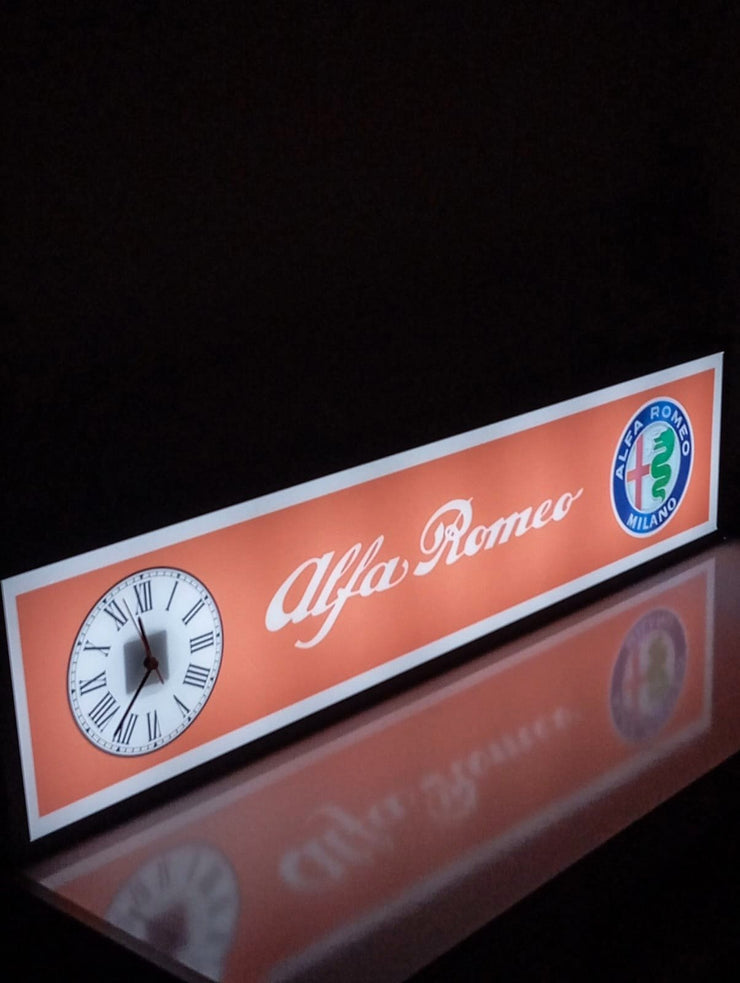 2000s Alfa Romeo dealer illuminated sign and clock