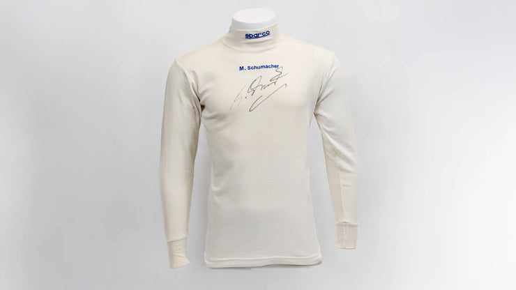 1994 Michael Schumacher Benetton Formula 1 Sparco Signed Nomex Shirt