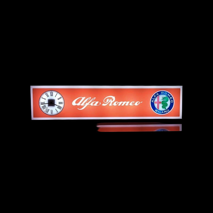 2000s Alfa Romeo dealer illuminated sign and clock