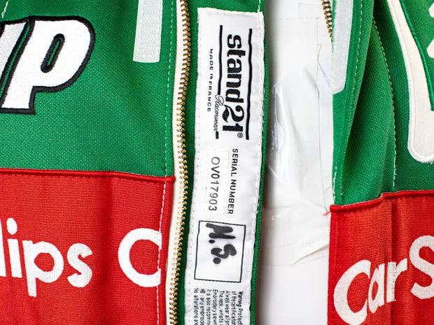 1991 Michael Schumacher Jordan Grand Prix Racing Formula 1 Stand 21 Replica Racing Suit and Cap