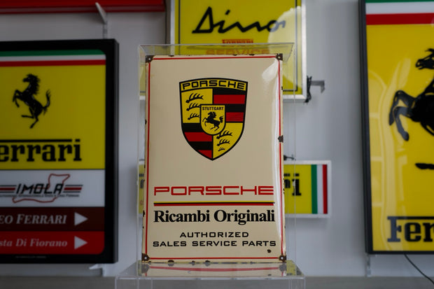 1980's original Porsche Ricambi Originali enamel sign