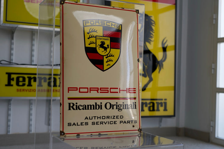 1980's original Porsche Ricambi Originali enamel sign