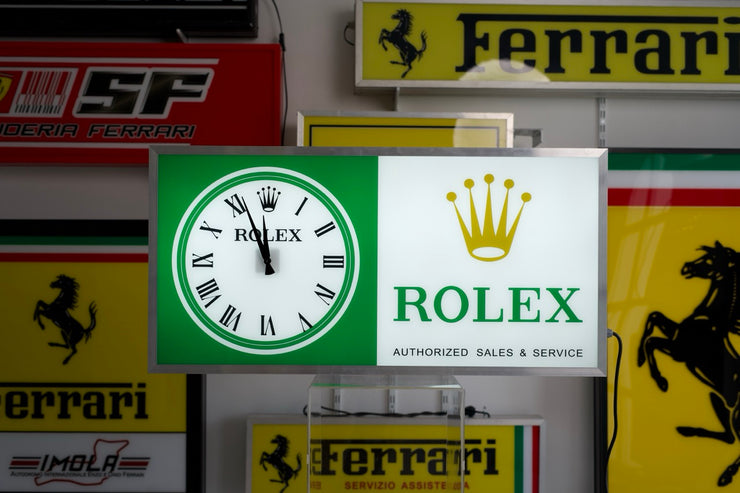 2000s Rolex Zurich official dealer illuminated clock sign