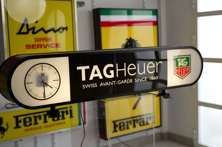 Tag Heuer official dealer illuminated sign with clock