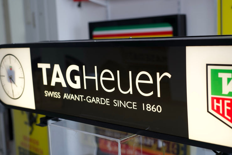 Tag Heuer official dealer illuminated sign with clock