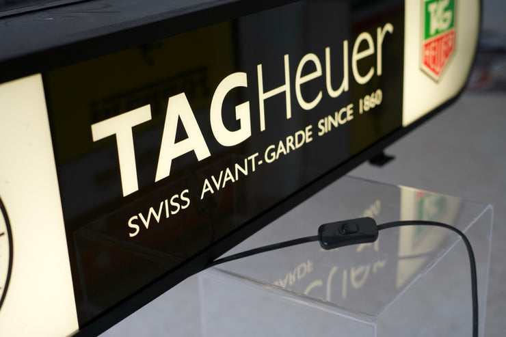 Tag Heuer official dealer illuminated sign with clock