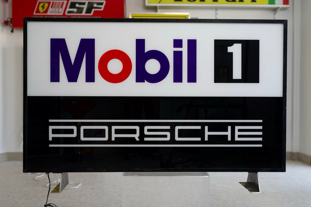 1992 Porsche Mobil 1 Racing official dealership illuminated double side sign