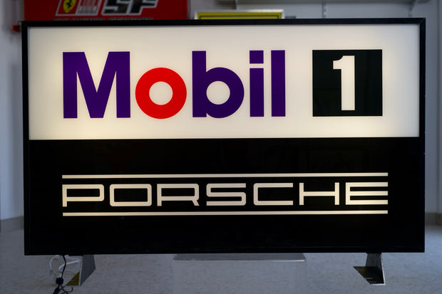 1992 Porsche Mobil 1 Racing official dealership illuminated double side sign