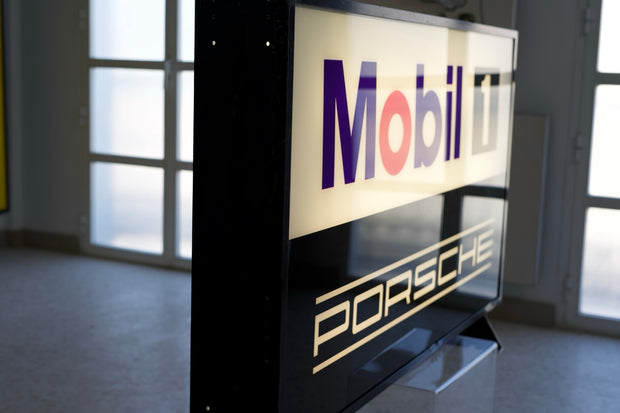 1992 Porsche Mobil 1 Racing official dealership illuminated double side sign