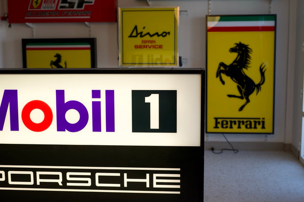 1992 Porsche Mobil 1 Racing official dealership illuminated double side sign