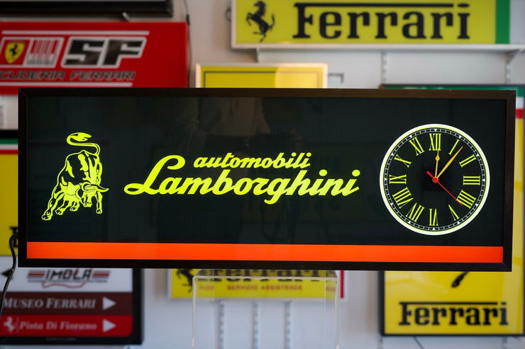 2000s Lamborghini dealer illuminated sign and clock