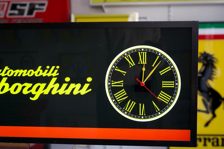 2000s Lamborghini dealer illuminated sign and clock