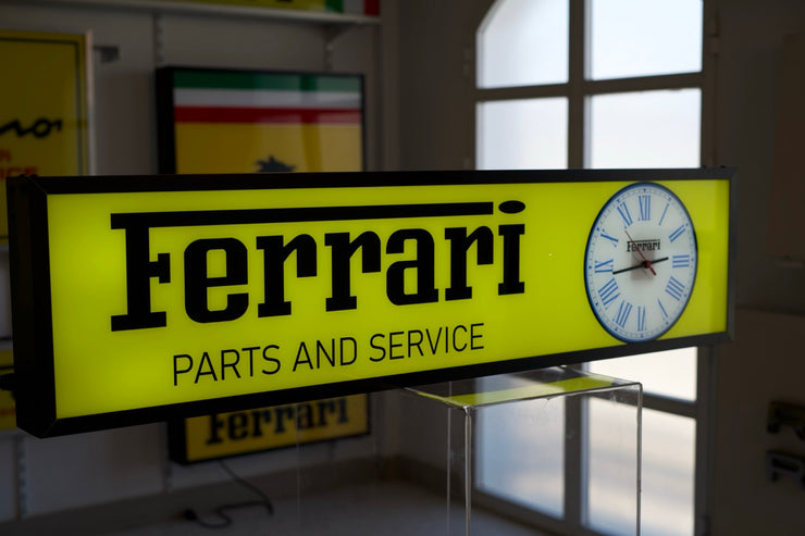 2000s Ferrari dealer illuminated sign and clock