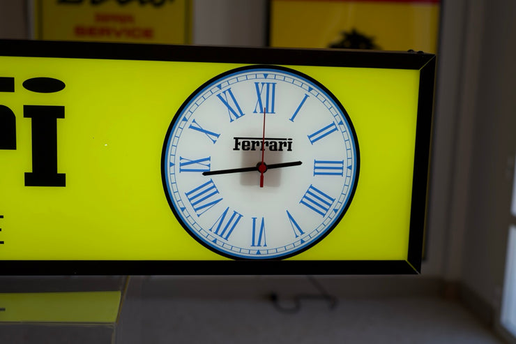 2000s Ferrari dealer illuminated sign and clock