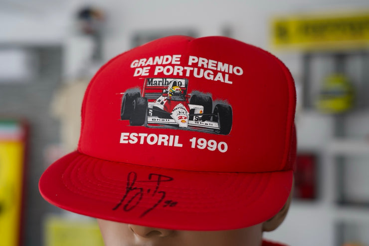 Ayrton Senna 1990 Estoril Hat Signed