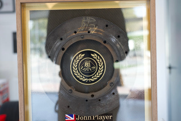 1985 Ayrton Senna Lotus brake disk signed used during the Monaco GP