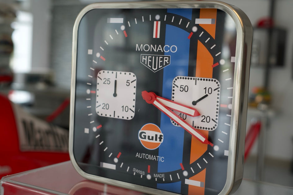 2010s TAG official Monaco Gulf Chronograph Dealer Clock – Formula 1 ...