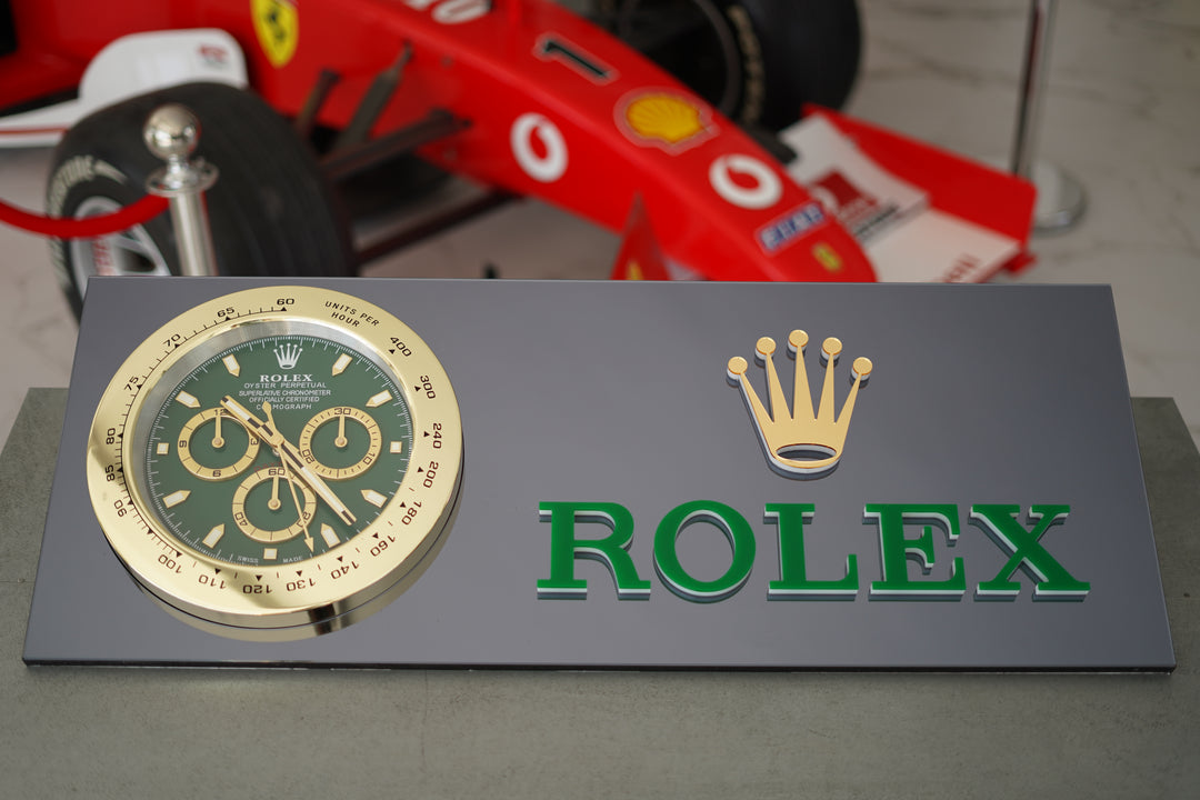 2000s Rolex Dealer Display Sign with Mirror Finish Chronograph