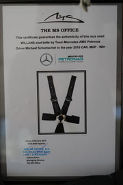 2010 Michael Schumacher Monaco GP Willians seat belts signed