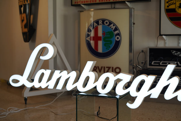 2000s Lamborghini Illuminated Official Dealer Sign - White