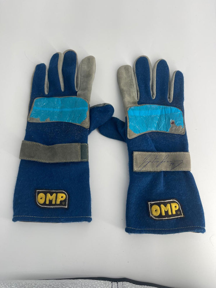 1994 Ayrton Senna OMP race used gloves signed